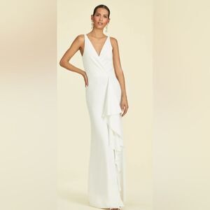 Sachin & Babi Courtney Ruffle Gown NWOT size 4 White